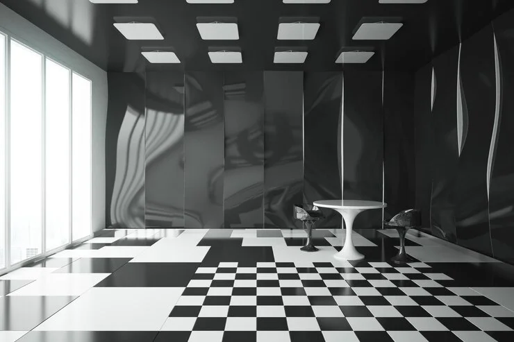 Black and White Tile Bathroom for living room