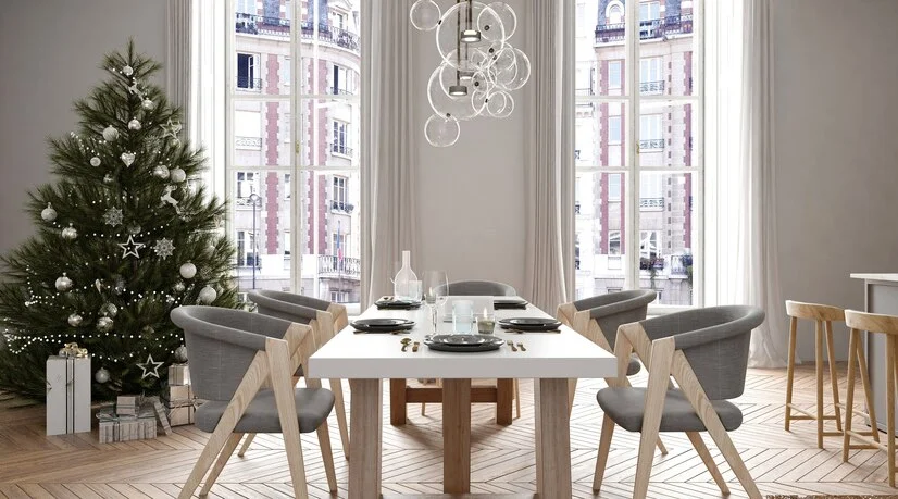 Christmas tree in dining room