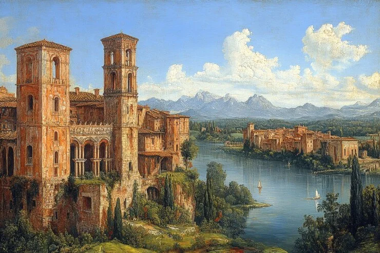 Vintage Landscape Wallpaper Oil Paint