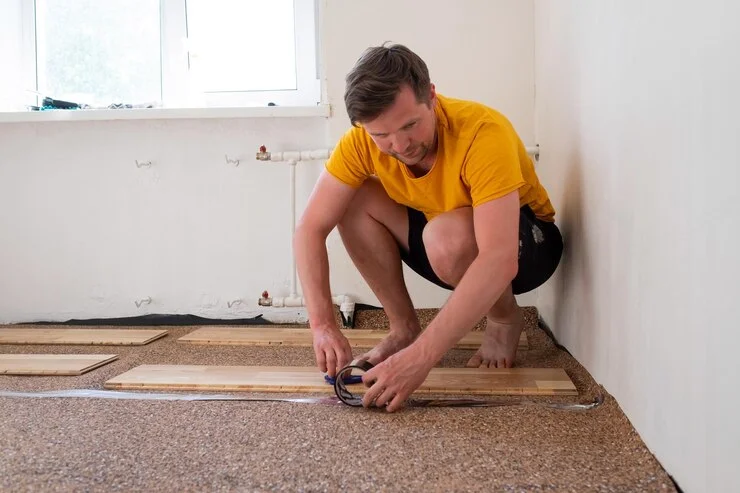 Installing Underlayment in Downstairs Bedrooms & Bath