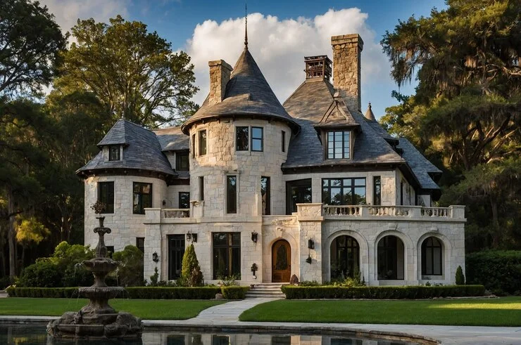 Squares Cut Out of Colonial Stone Houses