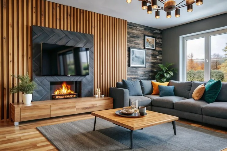 Fireplace Mantel Decor with TV
